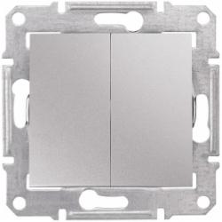 Выключатель двухклавишный Schneider Electric Sedna без подсветки алюминий