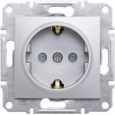 Розетка с заземлением Schneider Electric Sedna 16 А 250 В со шторками алюминий