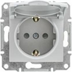 Розетка с заземлением Schneider Electric Sedna 16 А 250 В со шторками с крышкой алюминий