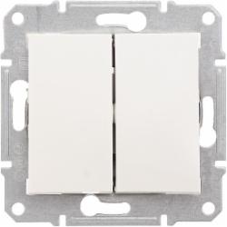 Переключатель проходной двухклавишный Schneider Electric Sedna без подсветки кремовый