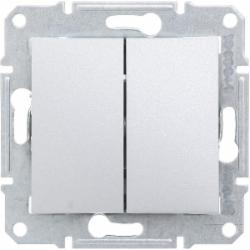 Переключатель проходной двухклавишный Schneider Electric Sedna без подсветки алюминий SDN0600160