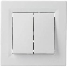 Выключатель двухклавишный Schneider Electric Asfora самозажимные контакты без подсветки белый EPH0300121