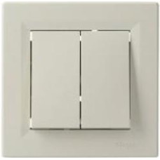 Выключатель двухклавишный Schneider Electric Asfora самозажимные контакты без подсветки кремовый