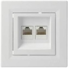 Розетка компьютерная двойная Schneider Electric Asfora RJ45+RJ45 белый