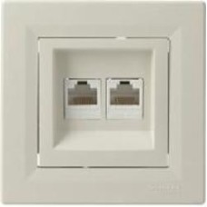 Розетка компьютерная двойная Schneider Electric Asfora RJ45+RJ45 кремовый EPH4400123