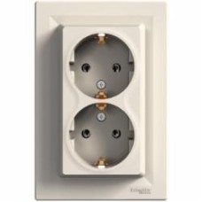 Розетка двойная с заземлением Schneider Electric Asfora без шторок кремовый