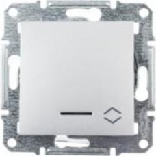 Переключатель проходной одноклавишный Schneider Electric Asfora с подсветкой алюминий