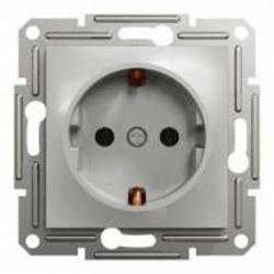 Розетка бытовая с заземлением Schneider Electric Asfora 16 А 250 В IP20 алюминий EPH2900161