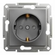 Розетка с заземлением Schneider Electric Asfora 16 А 250 В со шторками антрацит