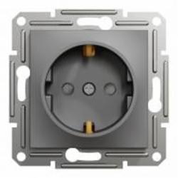 Розетка с заземлением Schneider Electric Asfora 16 А 250 В со шторками антрацит