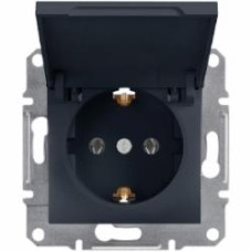 Розетка с заземлением Schneider Electric Asfora 16 А 250 В без шторок с крышкой антрацит