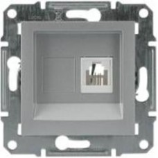 Розетка телефонная Schneider Electric Asfora 4 pin алюминий
