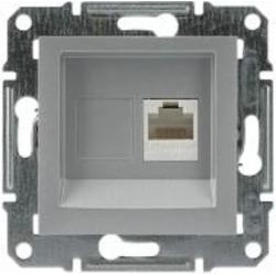 Розетка компьютерная Schneider Electric Asfora RJ45 алюминий