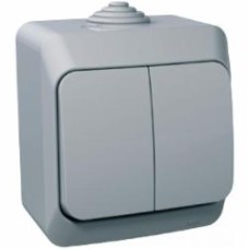 Выключатель двухклавишный Schneider Electric Cedar Plus без подсветки серый WDE000650