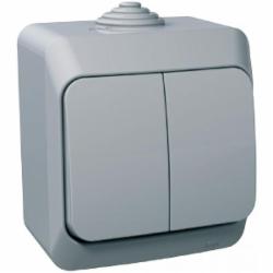 Выключатель двухклавишный Schneider Electric Cedar Plus без подсветки серый WDE000650