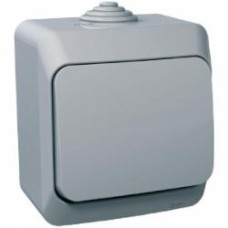 Выключатель проходной одноклавишный Schneider Electric Cedar Plus влагозащищенный без подсветки серый WDE000660