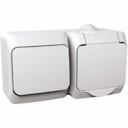 Розетка + выключатель с заземлением Schneider Electric Cedar Plus без шторок с крышкой белый WDE000500 Розетка + выключатель с заземлением Schneider Electric Cedar Plus без шторок с крышкой белый WDE000500