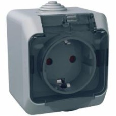 Розетка с заземлением Schneider Electric Cedar Plus 16 А 250 В IP44 серый WDE000643