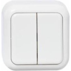 Выключатель двухклавишный Expert Power IP20 без подсветки белый HSN-SWP.H3A20G2W1-WH