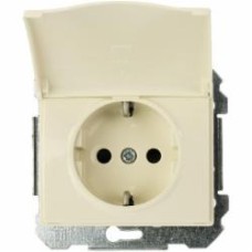 Розетка с заземлением Siemens Iris 2P+Z 16 А 250 В без шторок с крышкой кремовый 18813 A