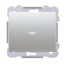 Выключатель одноклавишный проходной проходной одноклавишный Siemens Iris с подсветкой алюминий 18506-L MA