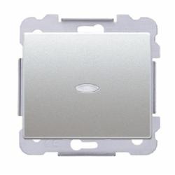 Выключатель одноклавишный проходной проходной одноклавишный Siemens Iris с подсветкой алюминий 18506-L MA