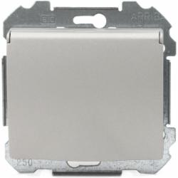 Розетка с заземлением Siemens Iris 2P+Z 16 А 250 В без шторок с крышкой алюминий меркурий 18813 MA
