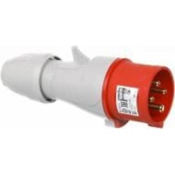 Вилка электрическая силовая с заземлением Legrand 16A 3К+З 415В IP44 серый с красным 555128