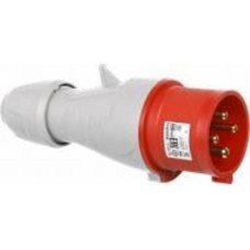Вилка электрическая силовая с заземлением Legrand 32A 3К+З 415В IP44 серый с красным 555238