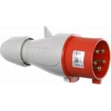 Вилка электрическая силовая с заземлением Legrand 32A 3К+Н+З 415В IP44 серый с красным 555239