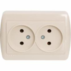 Розетка двойная без заземления Lezard Demet 16 А 250 В без шторок кремовый 711-0300-128