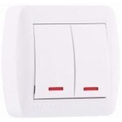 Выключатель двухклавишный Lezard Demet с подсветкой белый 711-0200-112