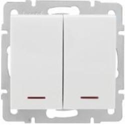 Выключатель двухклавишный Lezard Rain с подсветкой белый 703-0288-112 Выключатель двухклавишный Lezard Rain с подсветкой белый 703-0288-112