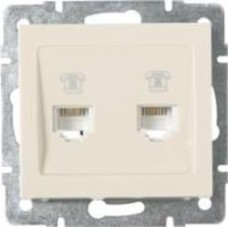 Розетка телефонная двойная Lezard Rain крем 703-0388-138