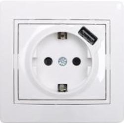 Розетка + USB с заземлением Lezard Mira белый 701-0202-181 Розетка + USB с заземлением Lezard Mira белый 701-0202-181