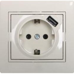Розетка + USB с заземлением Lezard Mira кремовый 701-0303-181