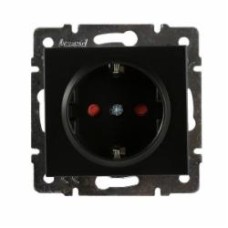 Розетка с заземлением Lezard Rain со шторками без крышки антрацит 703-4288-124B