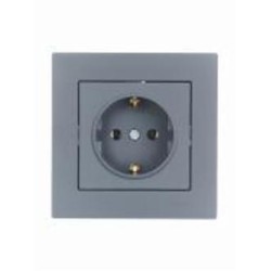 Розетка бытовая с заземлением Lezard Vesna IP20 шефилд грей 742-3488-122B