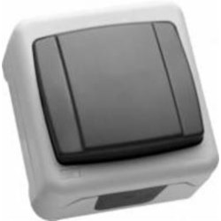 Выключатель одноклавишный Makel IP44 без подсветки серый 37064001
