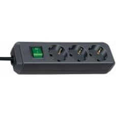 Удлинитель Brennenstuhl Eco-Line H05VV-F 3G1.5 с заземлением 3 гн. черный 5 м 1152900