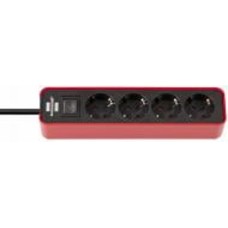 Удлинитель Brennenstuhl Ecolor H05VV-F 3G1,5 red с заземлением 4 гн. красный 1,5 м 1153240070