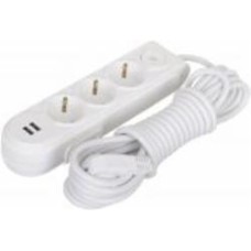 Удлинитель Makel с защитными шторками + USB с заземлением 3 гн. белый 5 м N3811063