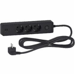 Удлинитель Schneider Electric с заземлением 3 гн. черный 3 м ST943U3B