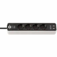 Удлинитель с выключателем Brennenstuhl Ecolor 2 USB 5V 2100 mA с заземлением 4 гн. белый 1,5 м 1153240026
