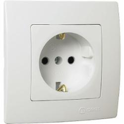 Розетка с заземлением Makel Lillium Natural Kare без шторок белый 32001028