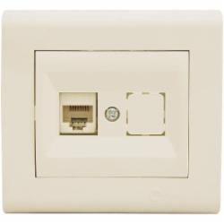 Розетка компьютерная Makel Manolya PC, RG-45, САТ 5e + гнездо слоновая кость 41010035