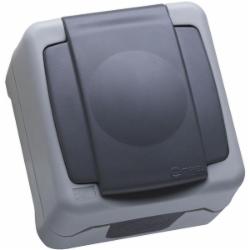 Розетка с крышкой с заземлением Makel Nemliyer Plus IP55 серый 36064029