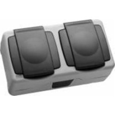 Розетка влагозащищенная двойная с заземлением Makel Nemliyer Plus IP55 серый 36064201