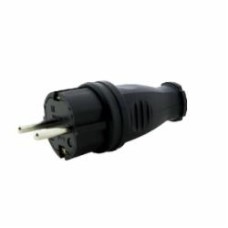 Электровилка ElectroHouse EH-RB-S прямая с заземлением 250В 16А IP44 каучук черный