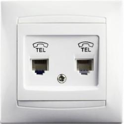 Розетка телефонная двойная Erste Prestige белый 9206-64,W